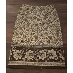 SAG HARBOR Women's Brown Floral Soft Velvet Like Material A-LINE SKIRT Size 14 P